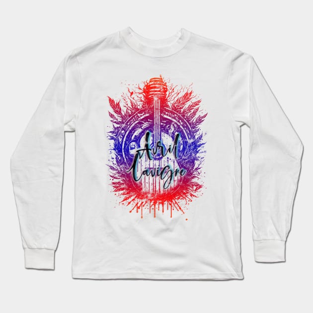 Engraving - Avril Lavigne Long Sleeve T-Shirt by Den Bagoez Art